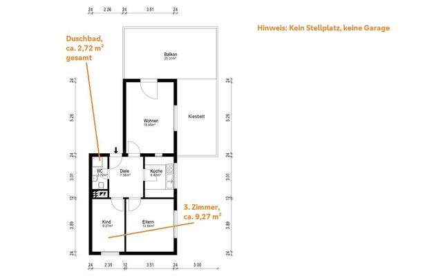 Grundriss mit Hinweisen