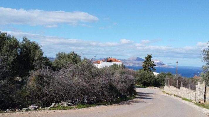Kreta, Kokkino Chorio: Sofort bebaubares Grundstück mit Meerblick zu verkaufen