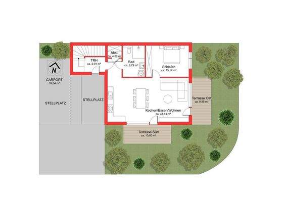 Grundriss Gartenwohnung