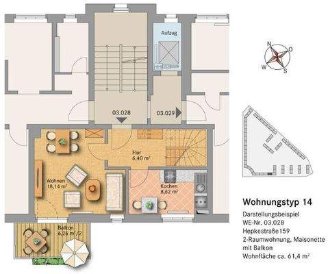 Grundriss Wohnung - untere Ebene
