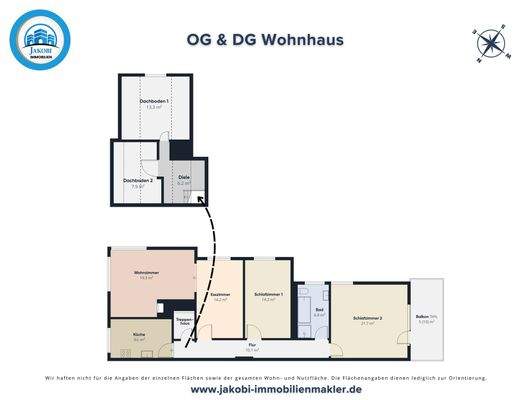 Grundriss OG &amp; DG Wohnhaus