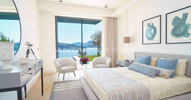 Panoramic Sea View Villas in Complex with Private Beach in Bodrum