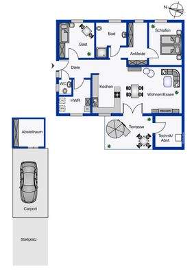 Grundriss mit guter Raumaufteilung.