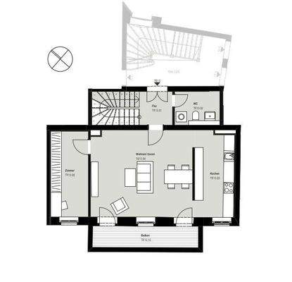 Grundriss, untere Ebene 