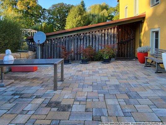 Sitzplatz vor der Sauna