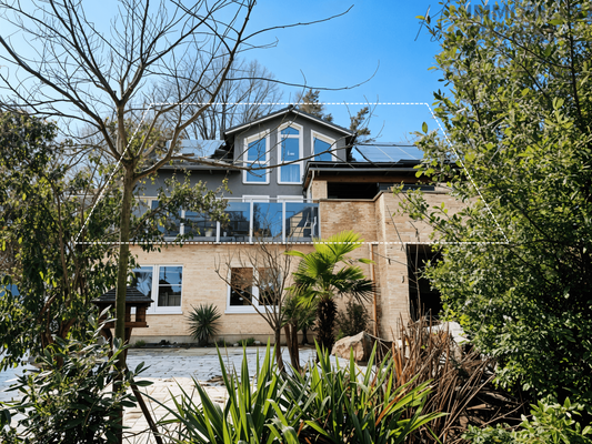 Außenansicht mit eingezeichneter Wohnung 