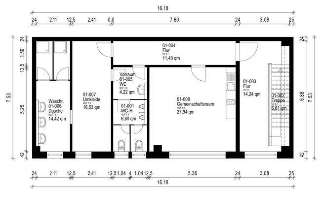 Grundrissplan Büro Südseite Obergeschoss