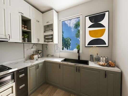 Separate Küche für komfortables Kochen mit Entwurfsillustration