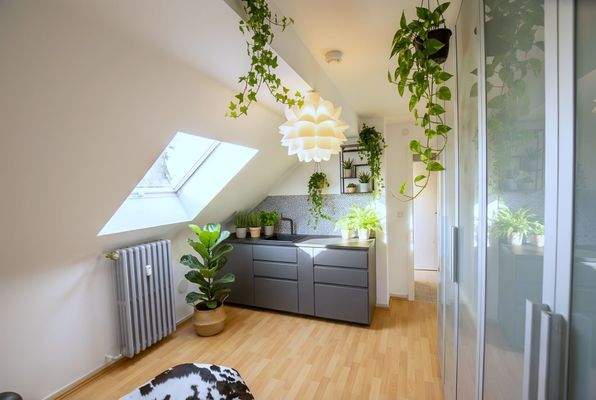 Die Küche im Dachgeschoss