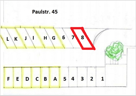 Stellplatzplan - Stellplatz rot markiert