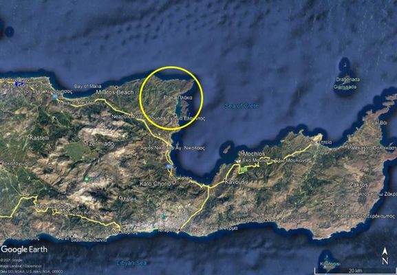 Kreta, Plaka: Baugrundstück mit Panoramablick auf Spinalonga und die Elounda-Bucht zu verkaufen