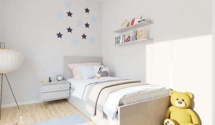 Ein hell erleuchtetes Kinderzimmer