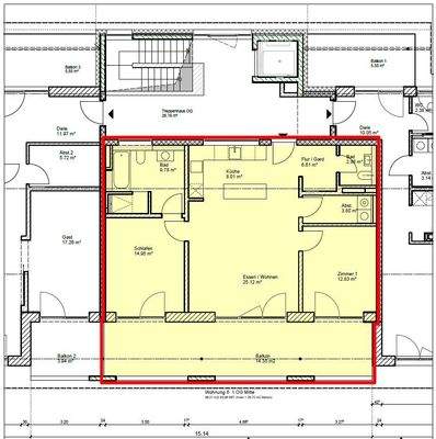 Grundriss bemaßt Obergeschoss-Nr.6