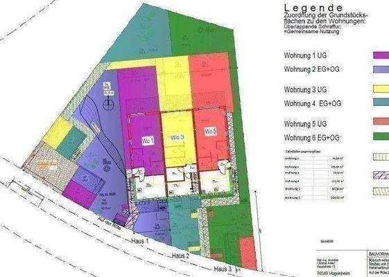Zuordnung der Grundstücksflächen der Wohnung im EG