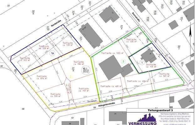 Vorschlag zur Grundstücksteilung vom Ingenieurbüro Mathes 