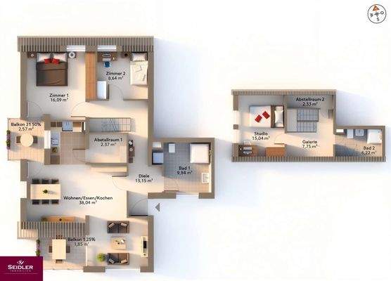 Illustrierter Grundriss