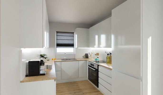 Visualisierung der Küche im Doppelhaus