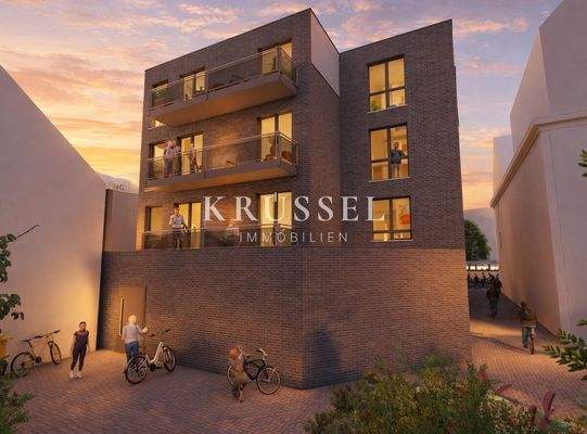 Visualisierung der geplanten Rückansicht des Neubauprojekts