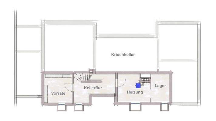 Grundrissskizze Teilkeller