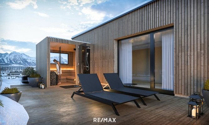 Terrasse mit Sauna
