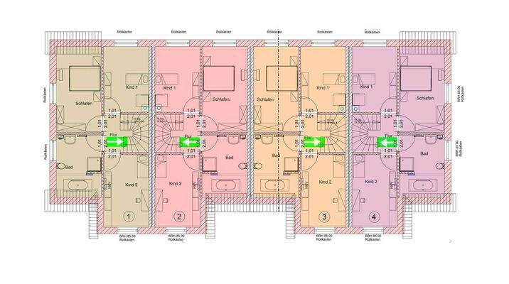 Obergeschoss WE 1 bis WE 4