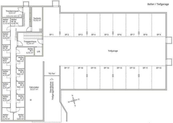 Kellergeschoss und Tiefgarage