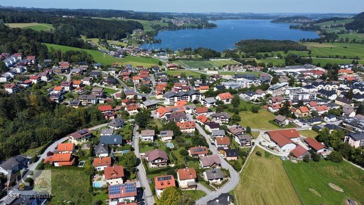 Luftaufnahme Obertrum mit See