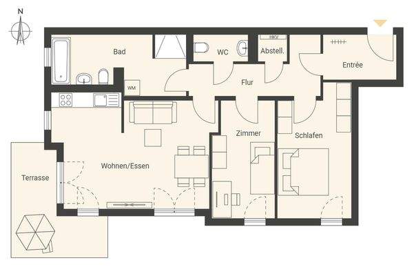 Grundriss - Drei-Zimmer-Wohnung