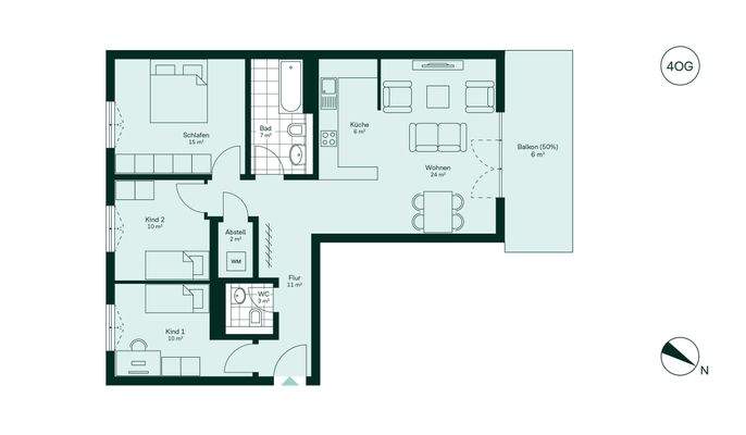 Moderner und komfortabler Grundriss der Eigentumsw