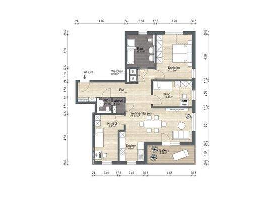 Grundriss OG Wohnung 3