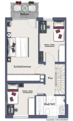 Grundriss OG beispielmöbliert