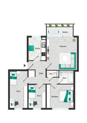 Wohnungsplan EG bis 3OG