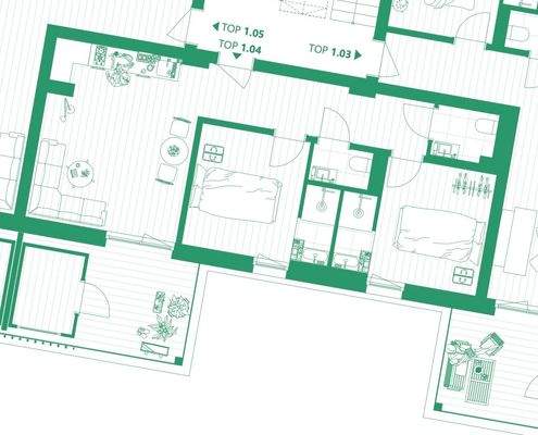 Grundriss Appartementhaus 1 Top 3.08