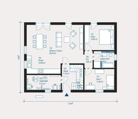 Die 3-Zimmer-Wohnung im EG