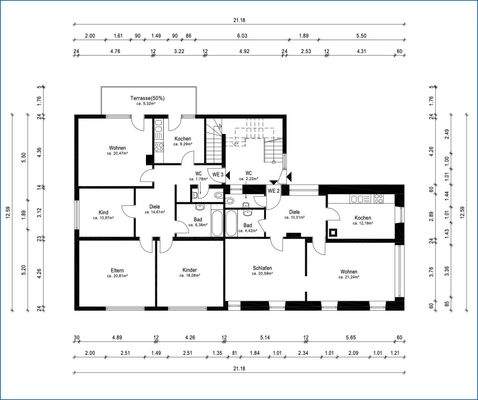 Grundriss Whg.02 und 03