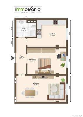 Grundriss WE11 möbliert 