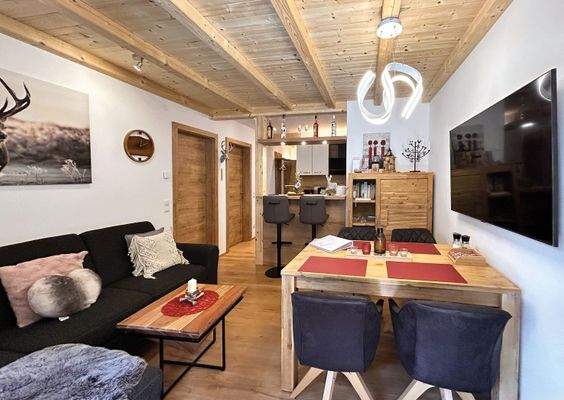 gesamter Wohnraum mit Blick zur Küche