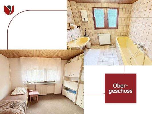 2. Schlafzimmer und Wannebad mit Fenster im 1. Obe