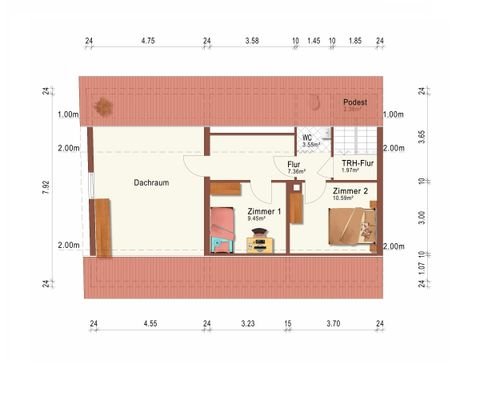 2-FH, DG Grundriss
