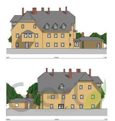 Süd / Nord Ansicht Hauptgebäude