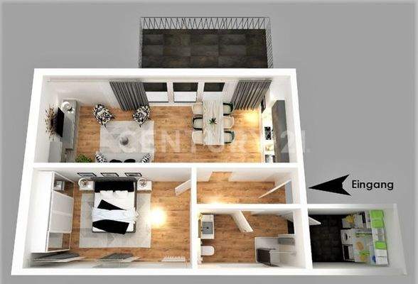 3D Grundriss der Wohnung 