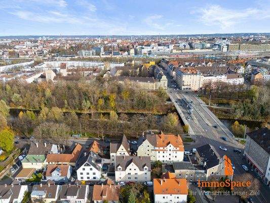 Blick auf das Wohngebiet und die nähere Umgebung