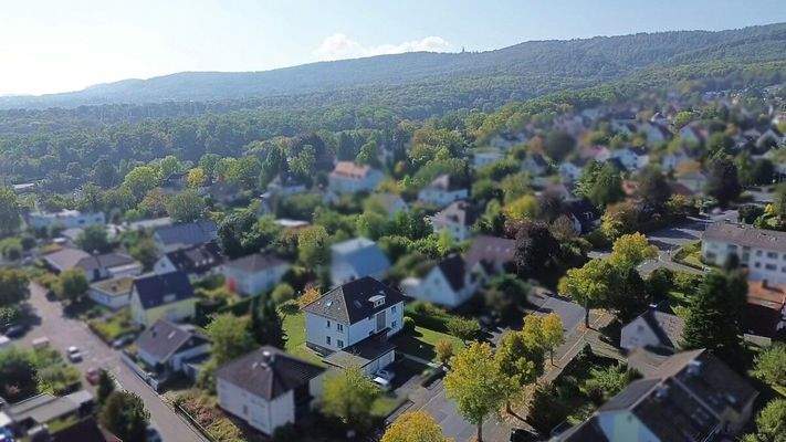 Wohnhaus im Wohngebiet und Herkules