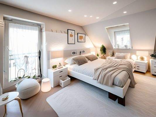 Gestaltungsvorschlag fürs harmonische Schlafzimmer, Bild visualisiert