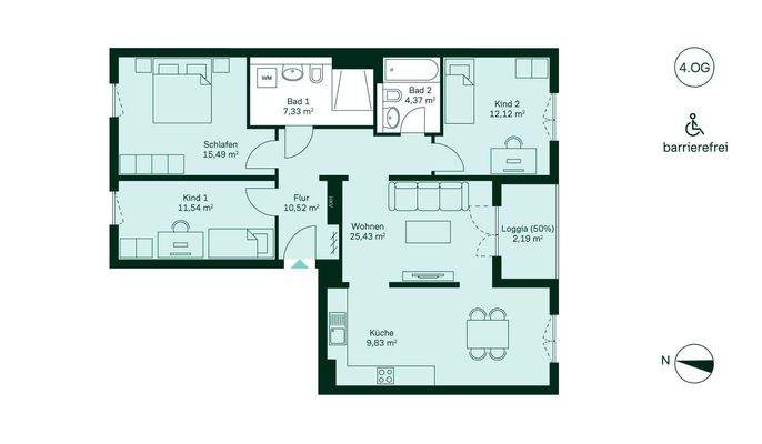 Grundriss der Eigentumswohnung WE188.