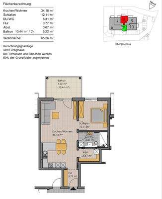 Grundriss Whg. Nr. 8 (nicht maßstabsgetreu - kann vom Original abweichen)