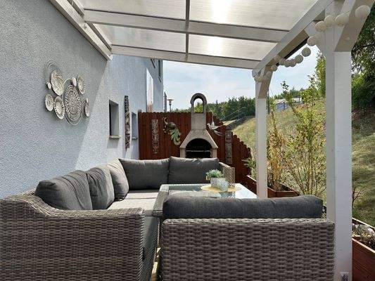 überdachte Terrasse - Ferienwohnung im EG