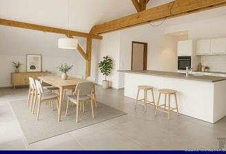 heller und geräumiger Wohn-/Essbereich - möbliert durch KI