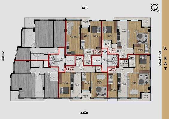 Flats 300 m From the Cliffs in Kaleiçi, Muratpaşa