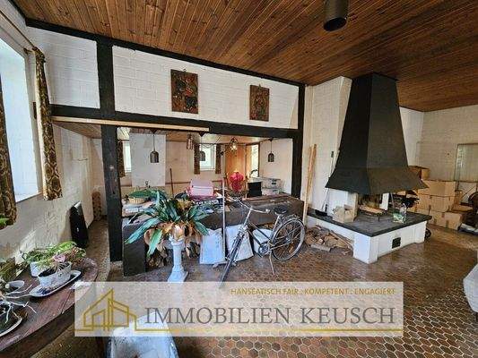 Offene Küche mit Tresen - Kamin EG